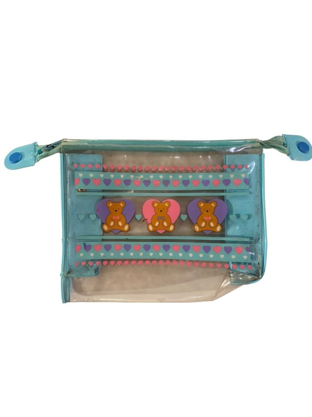 Vintage Bears With Hearts And Bows Zipper Pouch Sanrio 1985 Japan